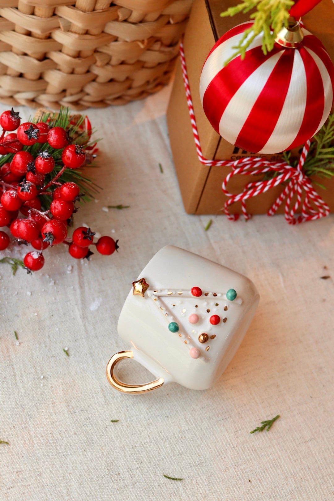 Christmas Lights Cup - Tasse À Thé De Noël En Céramique Lumineuse Avec Anse