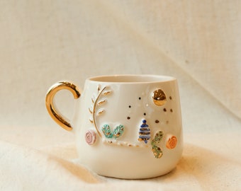 HAPPY FOREST CUP- Happy Forest Ceramic Xmas Tea Cup with Handle