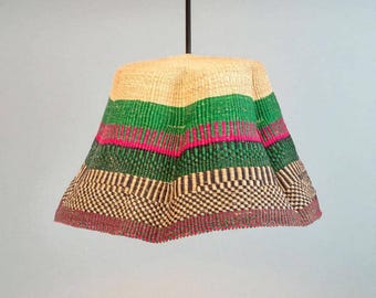 Handgewebter Ghana-Lampenschirm, Rattan-Lichtanhänger-Korb