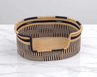 Dog Bed,Wicker Basket for Dog,Large Dog Bed with Pad, African Pet Bed,Bolga Puppy Bed, Handmade Dog Bed,Ghana Straw Basket, Bolga Basket