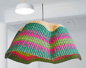 Handmade Woven Lampshade Basket, Rattan Light Pendant