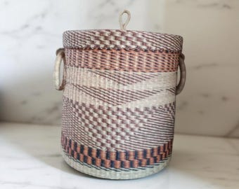 Handmade Woven Laundry Basket with Lid, African Hamper
