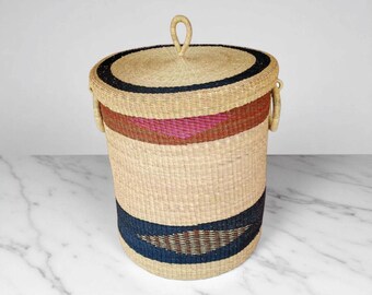 Bolga Woven Laundry Basket with Lid, Extra Large Rattan Hamper