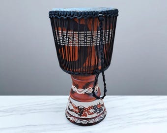 Handmade Ghana Djembe Drum, African Musical Instrument, 12x22 inches