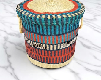 Extra Large African Laundry Basket with Lid, Woven Storage Hamper