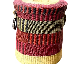 Extra Large Laundry Basket,African Basket for Clothes,Storage Basket with Lid,Rattan Hamper Basket with Handles,Ghana Basket for Storage,