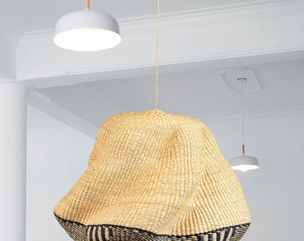 Handwoven Ghana Lampshade Basket, Rattan Light Pendant