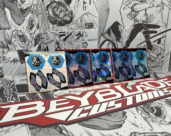 Beyblade Metal Cyber Pegasus Blue Sticker Sheet Original / Holo