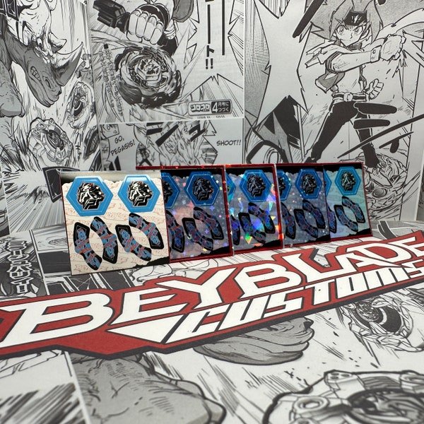 Beyblade Metal Cyber Pegasus Blue Sticker Sheet Original / Holo