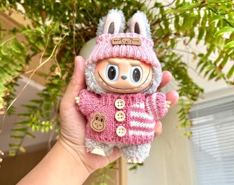 100% Handmade Lobubu Doll Cloth with Hat,  Lobubu Accessories for V1 V2 V3,Cute Pink Lobubu Cloth Set ONLY CLOTHES