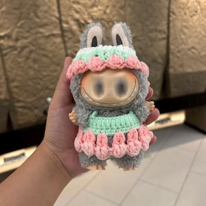 Ubranka dla lalek robione na drutach dla Lobubu Kawaii Cute Outfits - 2-częściowe ręcznie robione ubranka dla lalek dla figurek 6-calowych - TYLKO UBRANIA