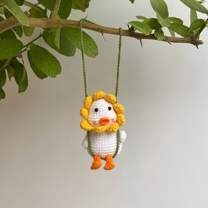 Swing Duck Crochet Pattern for Car, Crochet Hanging Duck for Car Rear View Mirror,Handmade Duck Crochet Pattern Doll