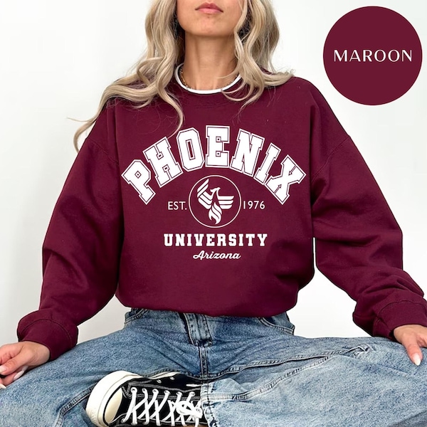 University of Phoenix Sweatshirt, Phoenix University Shirt, Pullover Phoenix Hoodie, Phoenix Alumni Crewneck Sweater, Phoenix Varsity Shirt