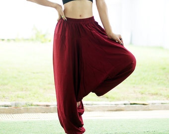 Red Rayon Harem trousers Bohemian Yoga Boho Pants
