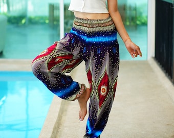 Peacock Aladdin Pants: Bohemian Rayon Hippie Trousers