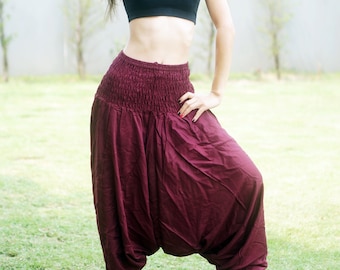 Red Solid Harem Pants & Jumpsuit Hippie pants  Baggy stretchy pants  Wide Leg Yoga Pants Boho Pants Unisex