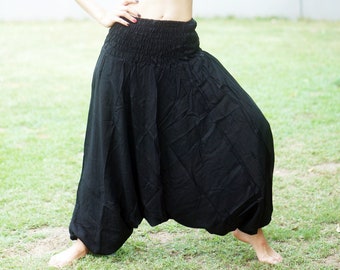 Black Solid Harem Pants & Jumpsuit Hippie pants  Baggy stretchy pants Wide Leg Yoga Pants Boho Pants