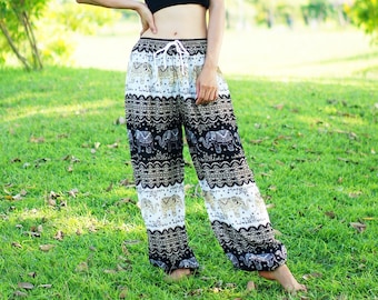 Black Elephant Pants Bohemian Hippie pants  Baggy stretchy trousers Yoga Dance Pants Boho Yoga Pants Unisex E76828