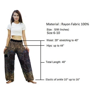 Black Solid Aladdin Women Pants Bohemian Hippie pants Baggy stretchy trousers Yoga Dance Pants Boho Yoga Pants Unisex zdjęcie 5