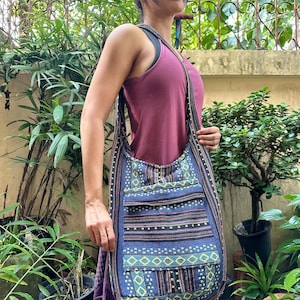 Handmade Thai Cotton Hobo Bag: Bohemian Crossbody Messenger