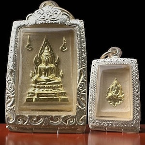 Somdej Phra Khun Khao Maha Lap LP Ruesi Lingdam Thai Amulet Wealth Luck Pendant charm Rich Success Fortune Sacred Talisman Silver Case Gift