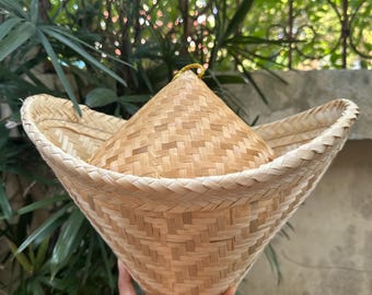 Handmade Bamboo Sticky Rice Steamer Basket & Lid Thai Cooking Ideal for Large Batches (1-2 kg) Perfect Traditional Cooking Tool H9