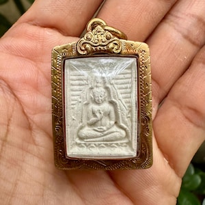 Rare Phra Somdej Wat Paknam Buddha Amulet LP Sodh Gift Batch 4 Year 1971 Thai Sacred Powder Talisman Vintage Antique Protection Gold Case