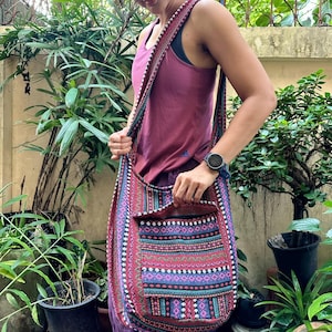 Handmade Thai Cotton Hobo Bag: Ethnic Bohemian Crossbody Purse