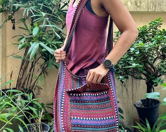 Bolso hobo de algodón tailandés hecho a mano: bolso bandolera étnico estilo boho