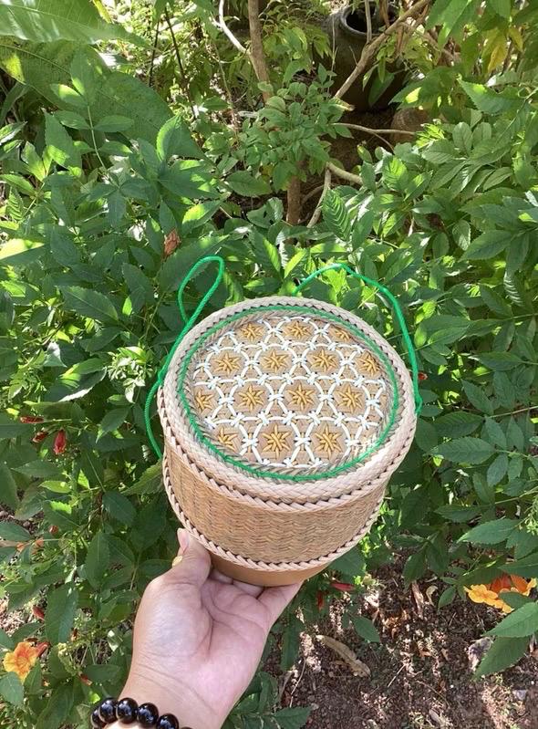 Thai Handcrafted Sticky Rice Container: Dok Mai Pikun Design, 5 Inch - Etsy