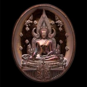 Buddha Chinnarat Thai Amulet Talisman Beautiful Genuine Gold Plated Case Pendant Necklace Charm Holy Magic Antique Protection success life