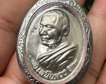 Luang Pu Maha Sila Silver  Amulet Thai Buddhist Luck Talisman  charm protection