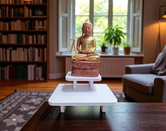Handgefertigte Holz Buddha Altar Tisch Zwei-Tier Buddha Display Stand Minimalist Regal