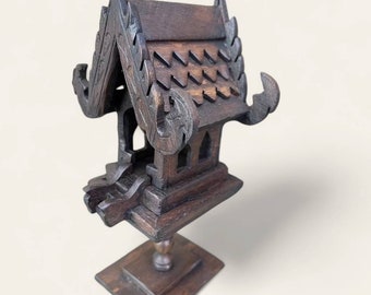 Handcrafted Thai Spirit House: Wooden Buddhist Shrine