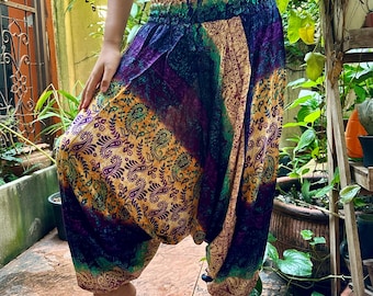 Purple Paisley Harem Pants: Rayon Hippie Boho Yoga Pants