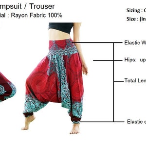 Turquoise Peacock Eyes Harem Pants & Jumpsuit Hippie pants Baggy stretchy pants Printed Yoga Pants Boho Bohemian Yoga Pants Unisex E6029 zdjęcie 4