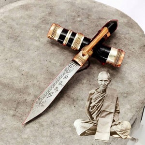 Meed Mor LP Derm Phra Thai Amulet Knife necklace Yantra Blade Sacred