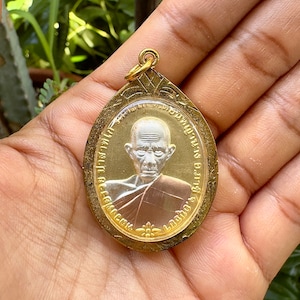Thai Buddha Amulet: LP Ruay Wat Tako Coin Pendant, Lucky Charm