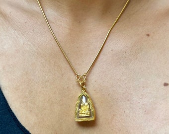 Phra LP Thuad Thai Buddha Amulett: Vergoldeter Anhänger, für Glück & Schutz