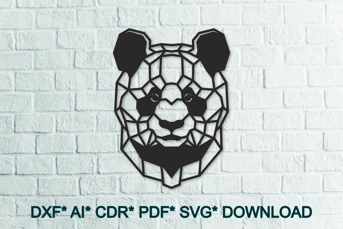 Panda Cd R Geometric Panda Digital Files – Panda SVG, Panda DXF , Dxf Svg Pdf Ai ...