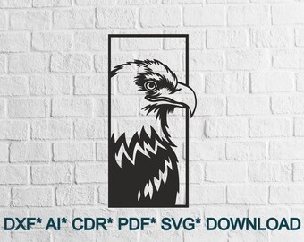 Eagle SVG DXF, file di taglio animali laser, dxf per plasma, decorazione da parete in legno cnc Eagle, svg per Cricut, Silhouette dxf, modello papercut