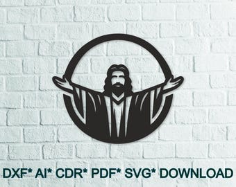 Jesus Digital Files – Jesus SVG , Jesus DXF - Dxf Svg Pdf Ai Cdr for Laser Cut, CNC, Plasma, Waterjet , Instant Download