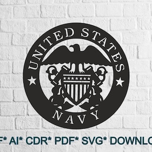 United States Navy SVG, Navy cut file laser, dxf for plasma, Eagle cnc wood wall decor, svg for Cricut, Silhouette dxf, papercut template
