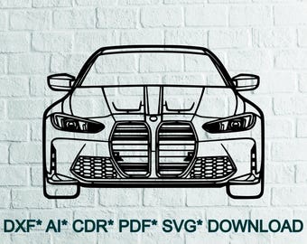 Fichiers numériques Bmw M3 2022 - Bmw M3 2022 SVG, voiture DXF, Dxf Svg Pdf Ai Cdr pour découpe laser, CNC, plasma, jet d'eau, téléchargement