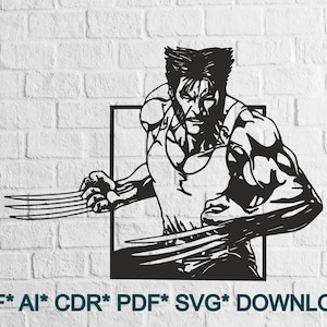 Wolverine SVG, Deadpool plik cięcia laserowego, dxf dla plazmy, Hero cnc dekoracja ścienna z drewna, svg dla Cricut, Silhouette dxf, szablon wycinanki