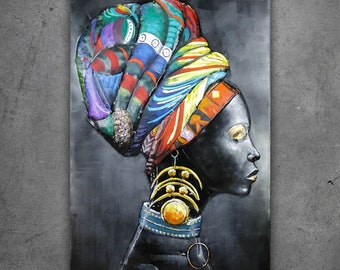 Metal 3D painting for living room LOFT African Woman, metal wall sculpture, three-dimensional image, metal wall decoration, original gift