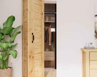 Single Bi-Folding System Solid Oak Barn Door HORIZON