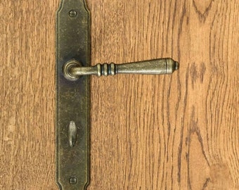 Poignées de porte à levier Devon, paire de poignées de porte vintage WC Lock 72 mm or antique