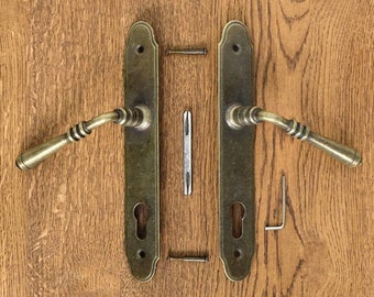 Türdrücker Devon, Paar Vintage-Türdrücker, zylinderbetriebener Hebel 90mm, antik-gold