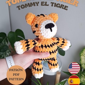Crochet low sew Tommy the tiger- cute low sew tiger pattern- PDF pattern only NO physical plushie
